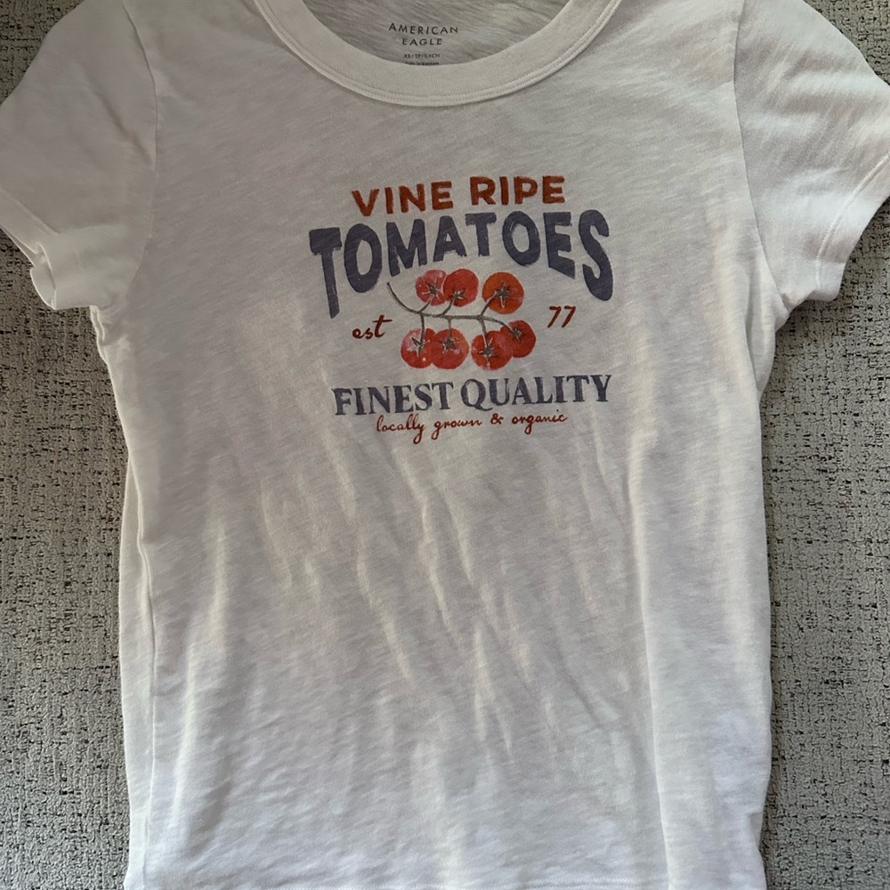 American Eagle Outfitters Kids White Tomato Graphic Tee